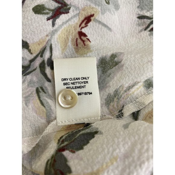 Rebecca Taylor Sofia Silk Top 8 Blouse Floral Boho Ivory Silk Blend Green Purple - Picture 7 of 10